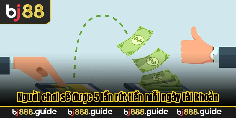 Người chơi sẽ được cho phép 5 lần rút tiền mỗi ngày tùy tài khoản