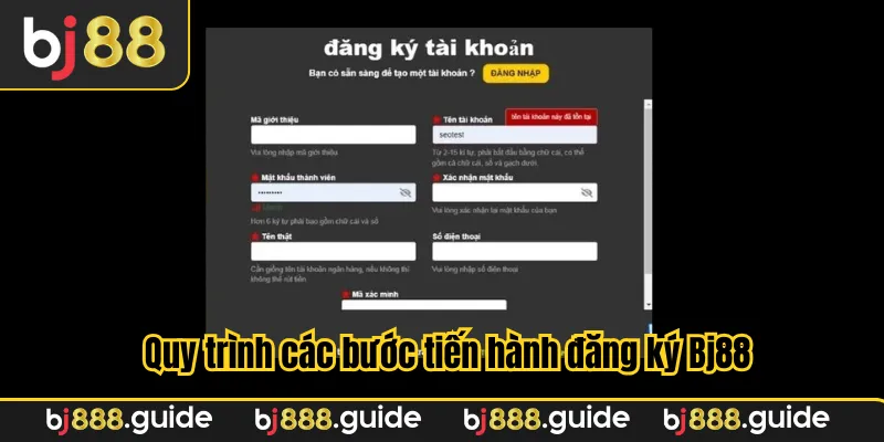 Quy trình các bước tiến hành đăng ký Bj88