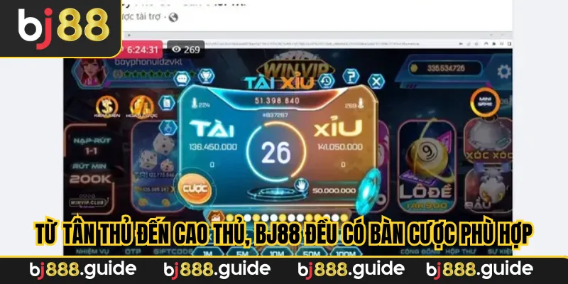 Từ tân thủ đến cao thủ, BJ88 đều có bàn cược phù hợp
